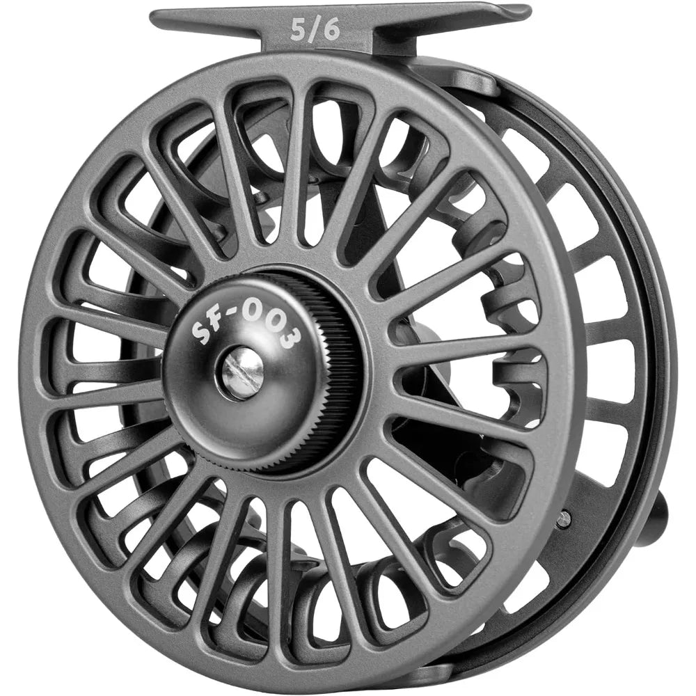 003 5/6wt Fly Fishing Reel for Fly Fishing with Aluminum Alloy Body, Easy Spool Change, for Freshwater, Matte Gunmetal Gray