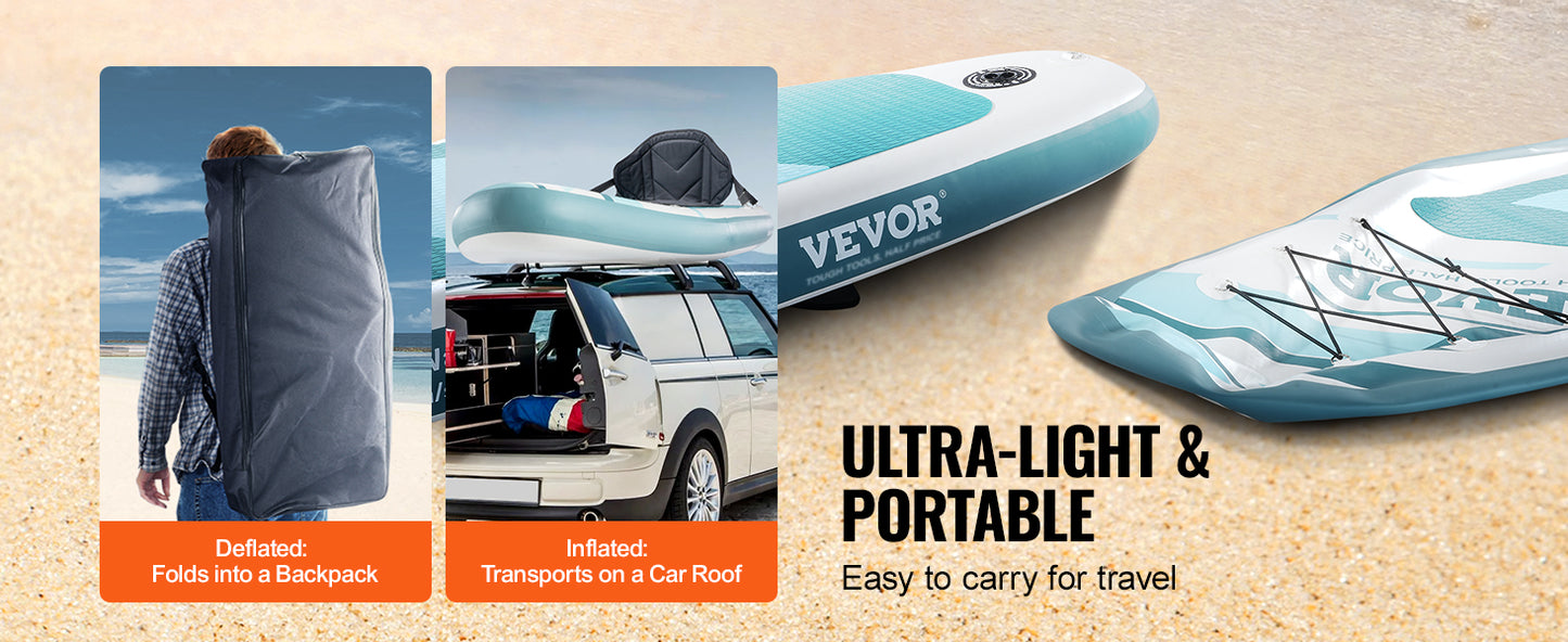 VEVOR Inflatable Stand Up Paddle Board 10' x 33" x 6" /10.6' x 33" x 6" Wide SUP Paddleboard with Removable Kayak Seat Paddle