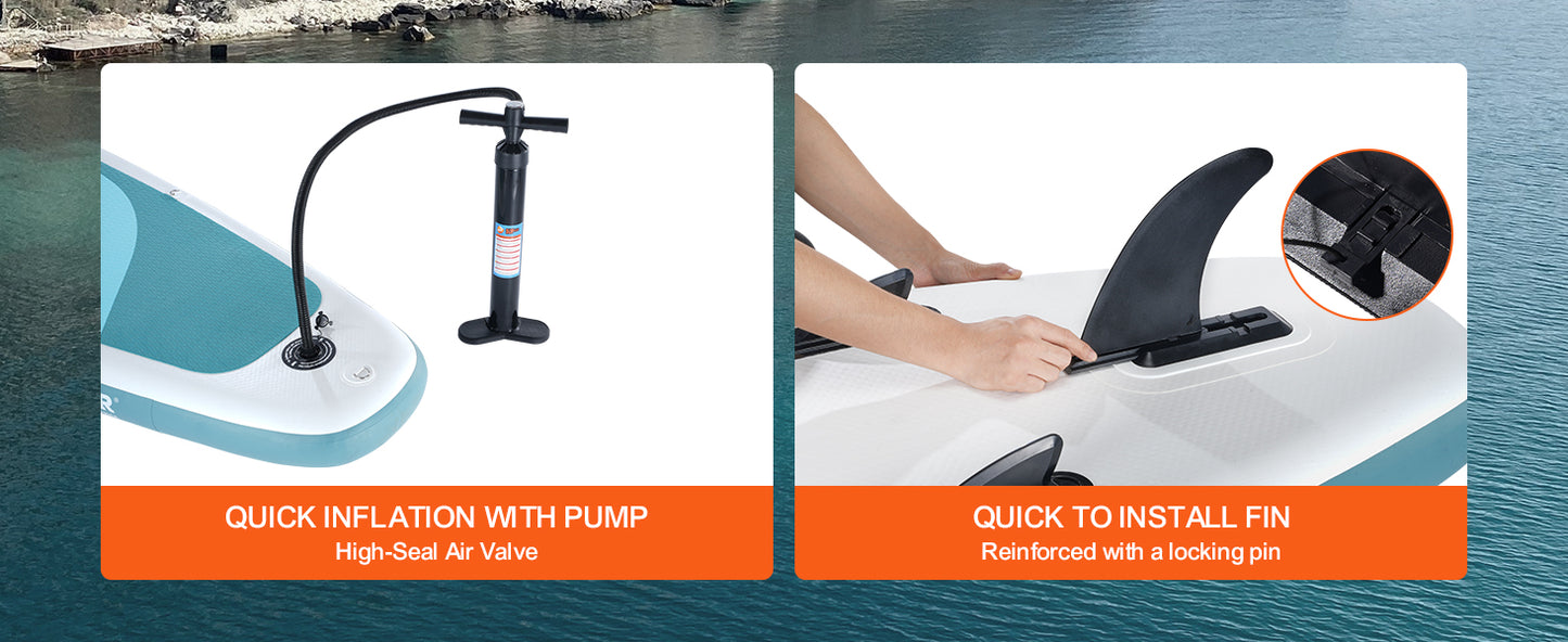 VEVOR Inflatable Stand Up Paddle Board 10' x 33" x 6" /10.6' x 33" x 6" Wide SUP Paddleboard with Removable Kayak Seat Paddle