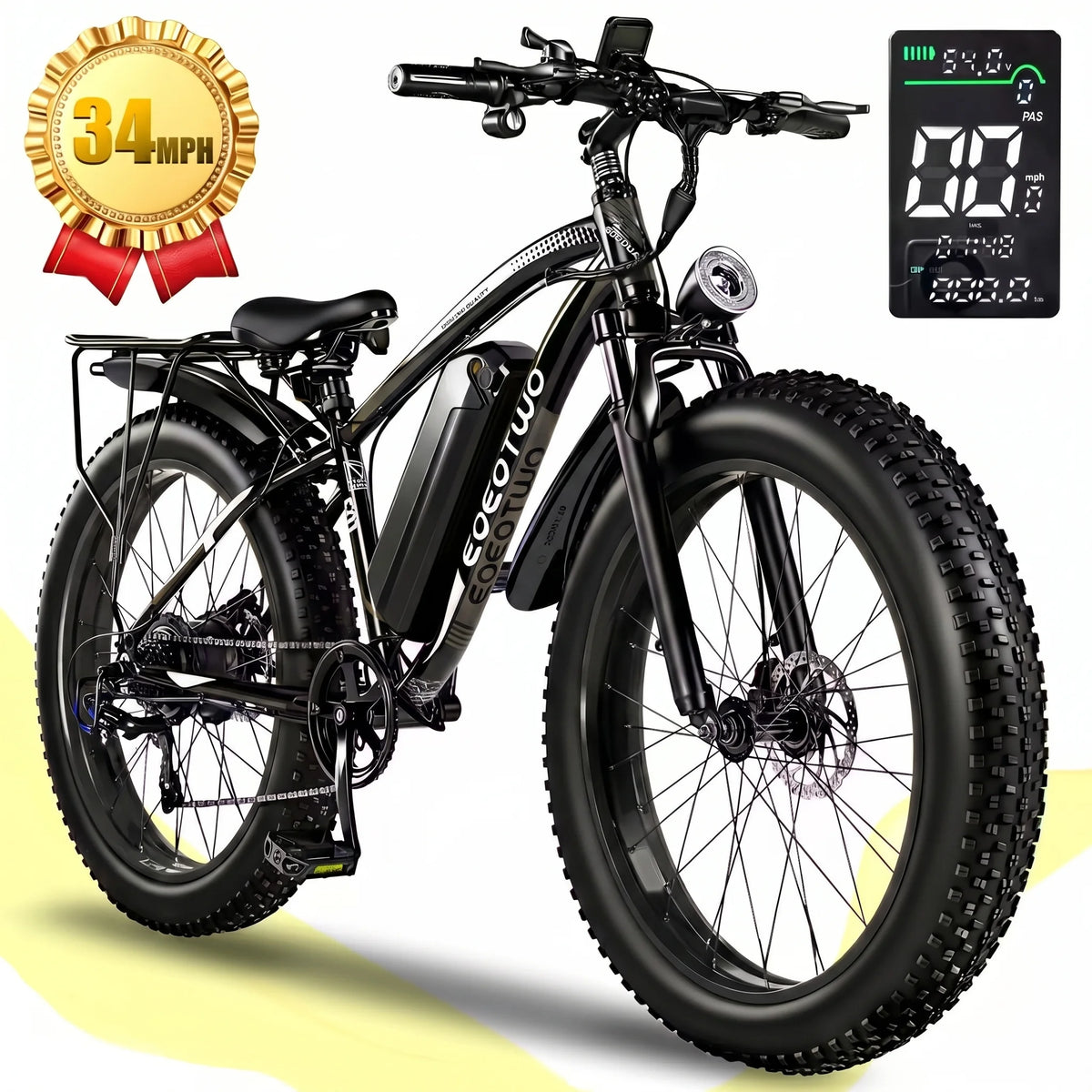 Electric Bike for Adults Teens, 1500W Motor, 34 Mph & 60 Miles, 26" Fat Tire All-Terrain Electric Mountain Bike with 48V 15AH Removable Battery, Dual Brake Off-Road Ebike