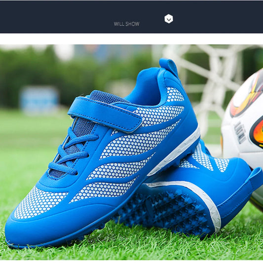 Size 28 29 Children Hook Loop Soccer Shoes  Artificial Grass Outdoor Competition Football Shoes