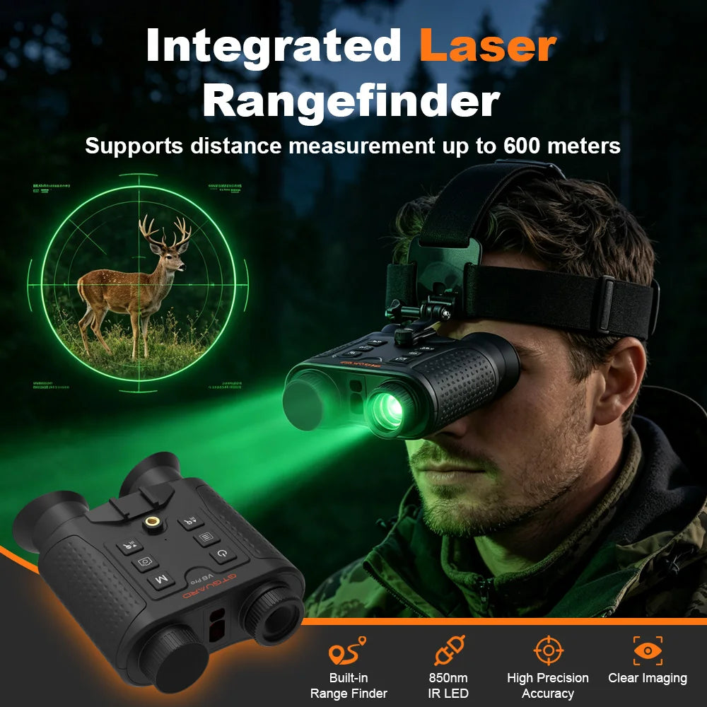 Night Vision Binocular 4K 8X Digital Zoom Nightvision Goggles Head Mounted IR Digital Telescope Built-in Diastimeter For Hunting