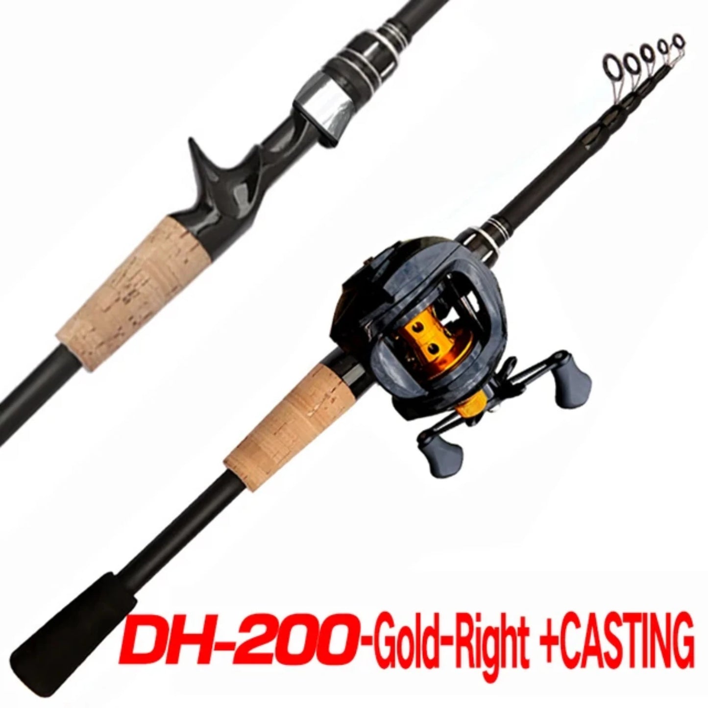 8-25g Lure Weight Baitcast Fishing Rod and Reel Combo Set 1.8-2.4m Telescopic Rods and Metal Spool Fishing Reels  Bass Pesca