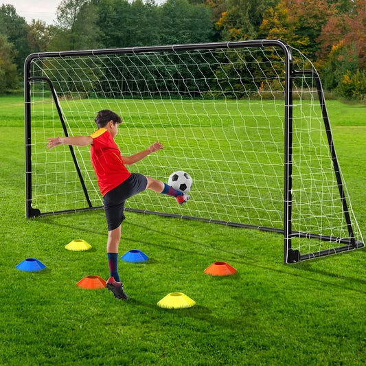 NAIZEA Soccer Goals - Multiple Sizes Available in 24x8 21x7 18x7 12x6 16x7 10x6 8x6 6x4 Feet - Durable Metal Construction for B