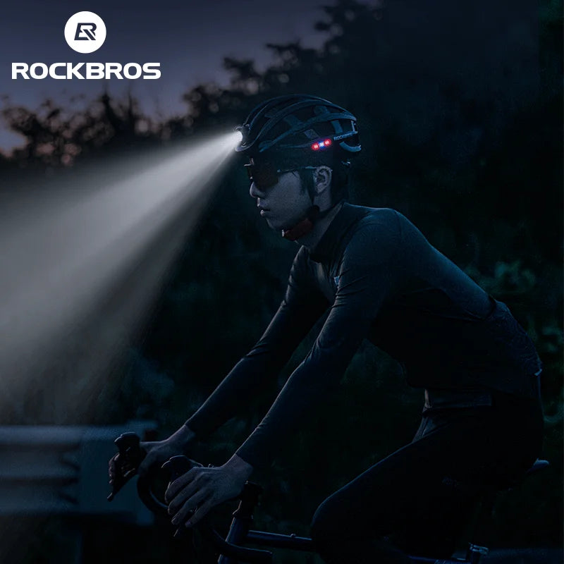 ROCKBROS Bike Headlamp Cycling Helmet Ultralight USB Charging Bicycle Light Helmet Sports Safety MTB Bike Cap For Men Women