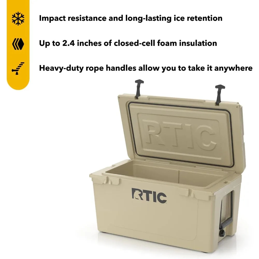 65 QT Ultra-Tough Cooler Hard Insulated Ice Chest Box Camping, Picnic, Fishing, Boat, Barbecue