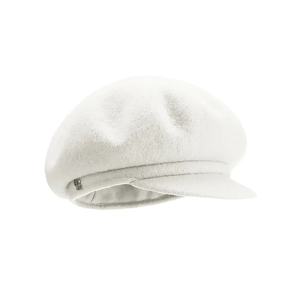 OhSunny Beret 100% Wool Female Winter Hat Retro Tour Caps Warm Solid Color for Elegant Lady New Fashion Gifts