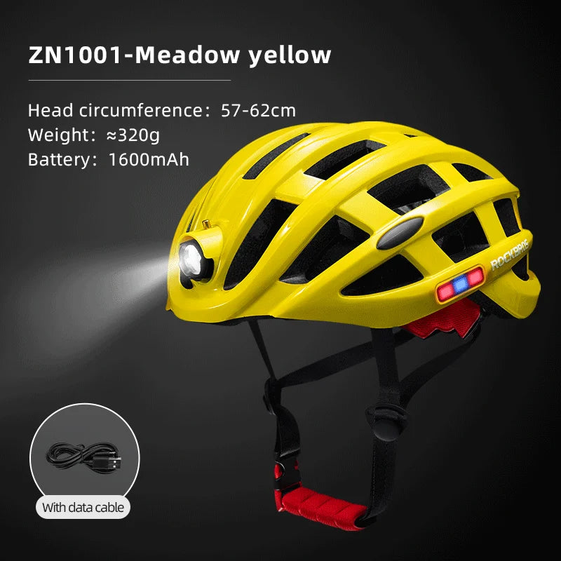 ROCKBROS Bike Headlamp Cycling Helmet Ultralight USB Charging Bicycle Light Helmet Sports Safety MTB Bike Cap For Men Women