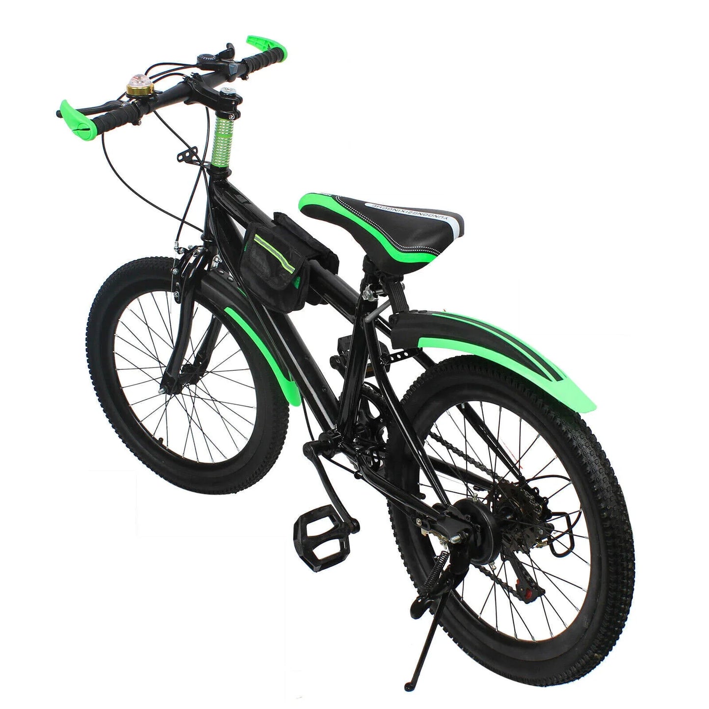 20 Inch Kids Mountain Bike,with Front and Rear Dual Brake,Height Adjustable Bicycle w/ Kettle and Holder & Compass Bell, Bicycle for Girls Boys Kids(Green)