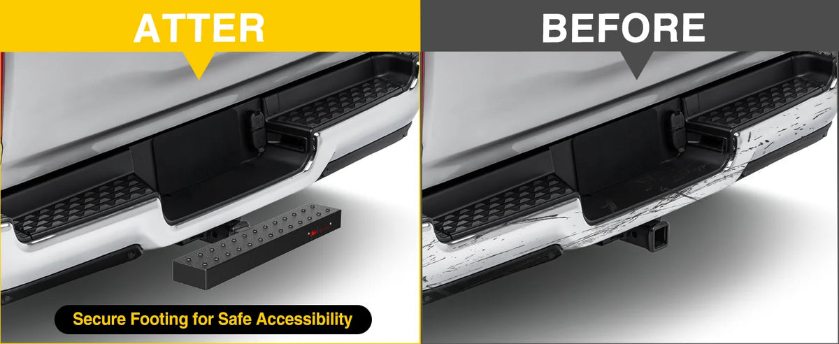 Nilight Hitch Step with 2" Hitch Receiver Rear Bumper Guard Protector 23.5 Inch with 5/8" Hitch Pin Clip Upgraded Textured Black Anti Slip Hitch Step Bar for Pickup Truck Car SUV