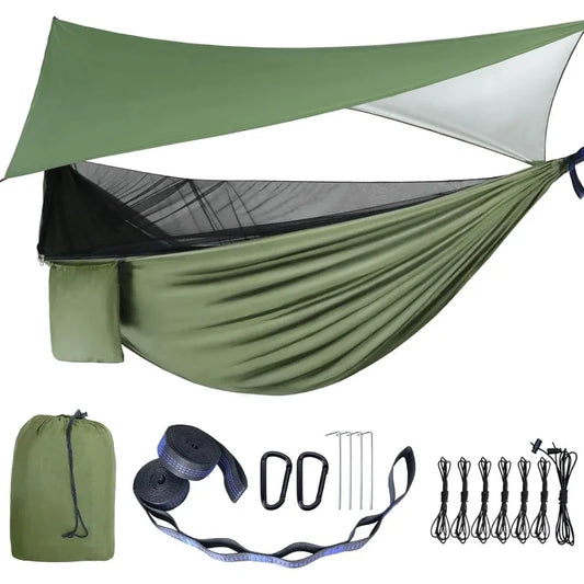 Camping Hammock - Hammocks with Mosquito Net Tent and Rain Fly Tarp, Portable Single