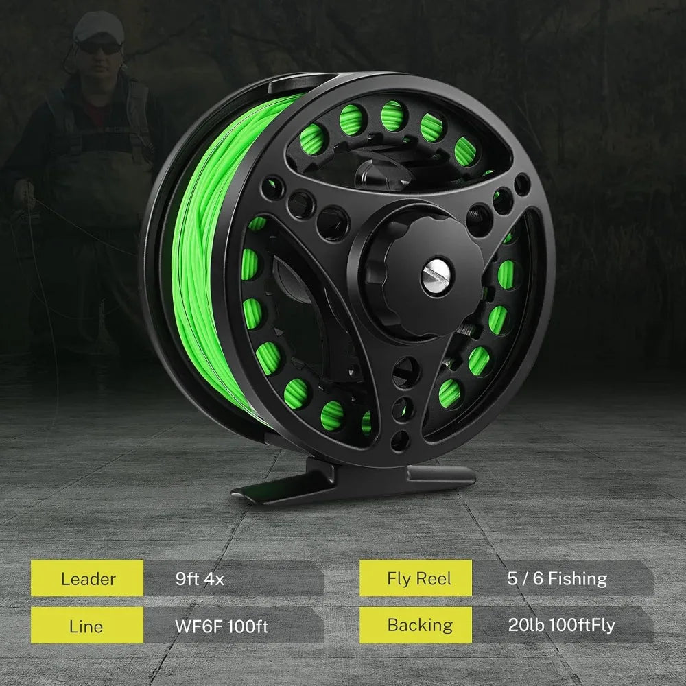 Fly Fishing Rod and Reel Combo Starter Kit, Fly Rod 4-Piece Carbon Fiber, Aluminum Fly Reel, 12Pcs Flies, Fishing Line