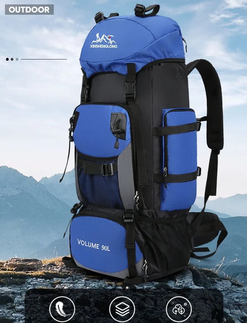 Oulylan 90-liter Camping Extra Large Large Capacity Traveling Luggage Bag with Water Splashing Prevention Backpack