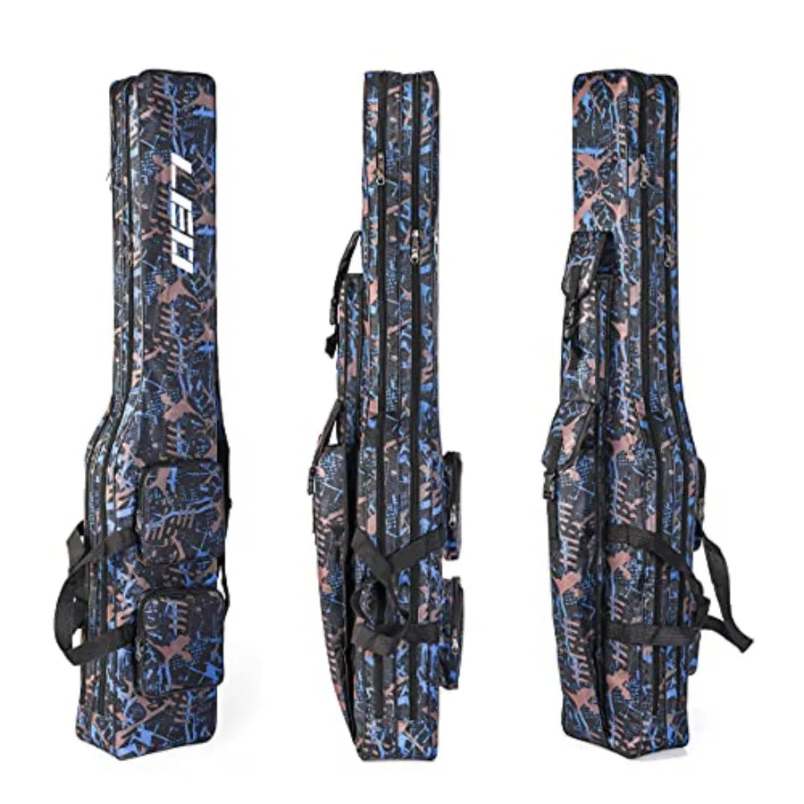 Fishing Tackle Storage Bag 130cm/4.27ft Portable Fishing Rod Reel Organizer Fishing Pole Gear Tool Cases Carrier Two Layer Dura