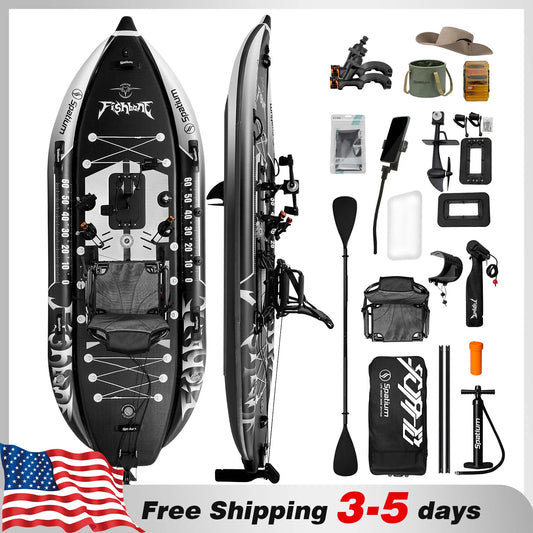 Spatium Fishing Kayak Boat Sit on Top Pedal Drive Kayak Power System Orientation System, 11'*48"*6",Capacity 660LBS