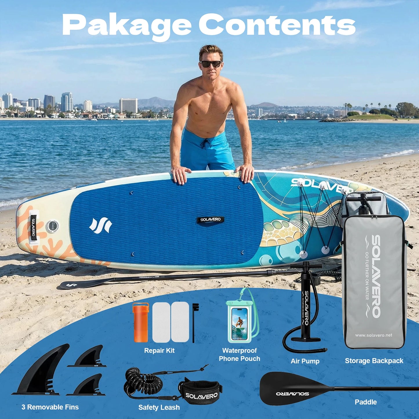 Stand Up Paddle Board, Inflatable Paddle Board with Premium Accessories, SUP Board with Non-Slip EVA Deck, Suitable for Sea Lake