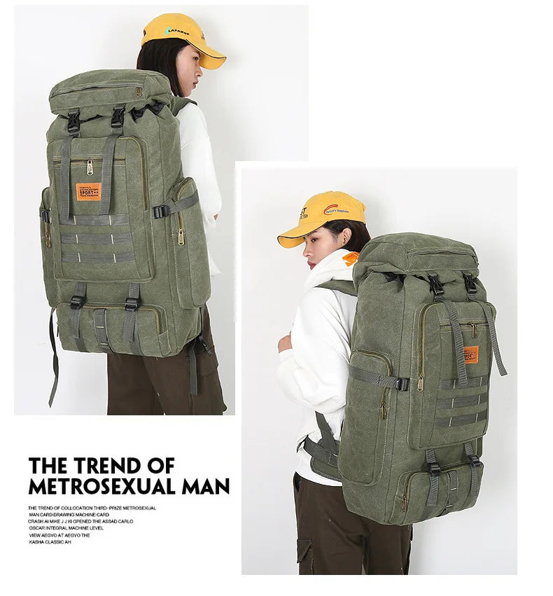 80L Backpack 600D Nylon Waterproof Trekking Hunting Bags Outdoor Rucksacks Outdoor Training Molle Knapsacks