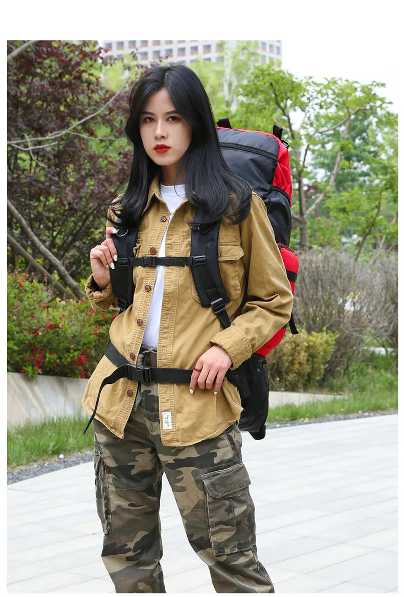 Oulylan 90-liter Camping Extra Large Large Capacity Traveling Luggage Bag with Water Splashing Prevention Backpack