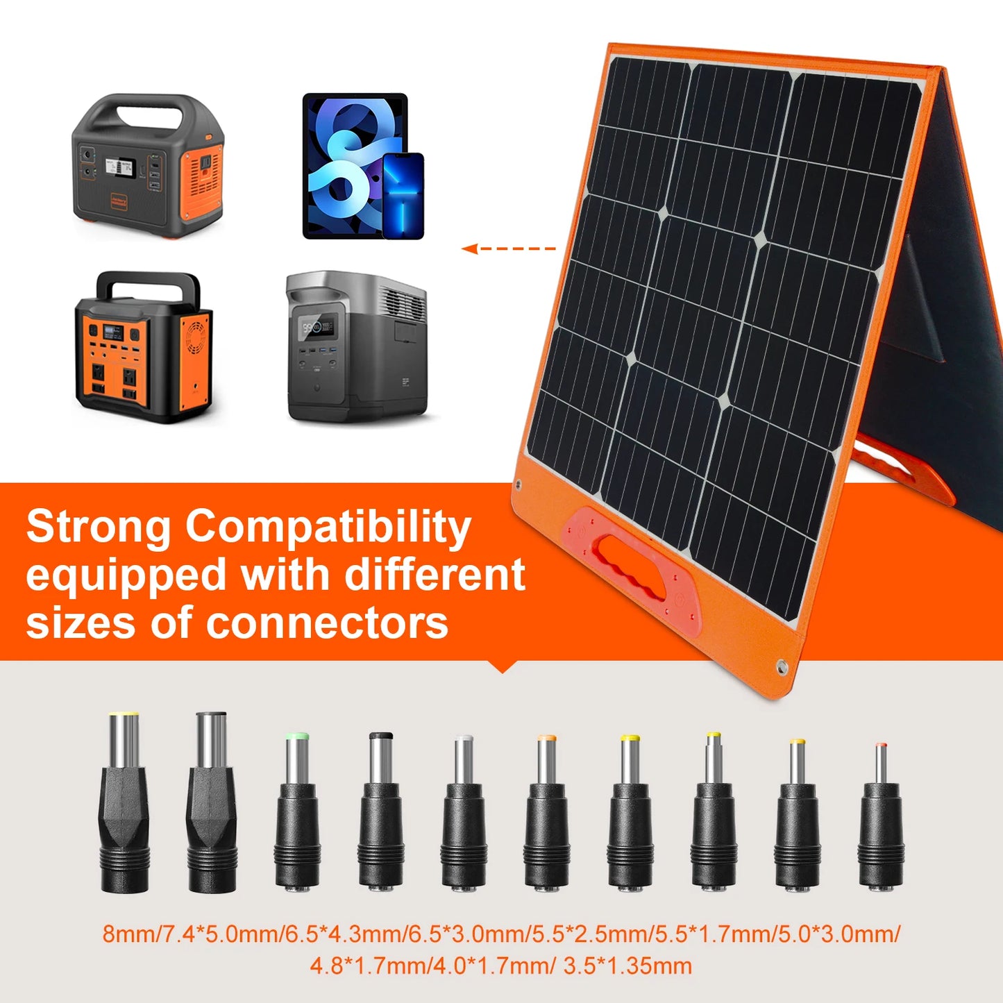 Upgraded 100W Solar Panel for Power Stations, Monocrystalline Foldable 18V IP65 Waterproof Camping Charger (RV/Outdoor)