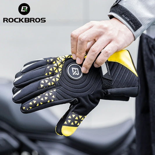 ROCKBROS Warm Cycling Gloves Touch Screen Windproof  Men Women SBR Pad Shockproof