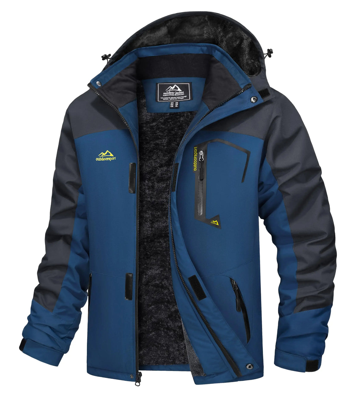 Men's Water-Resistant Ski Jacket Winter Fleece Lined Snow Coat Warm Windproof Outdoor Jacket