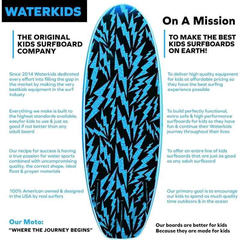 4'10 Kids Surfboard & Leash, Perfect for Learning How to Surf, Made for Kids, Soft Top Surfboard