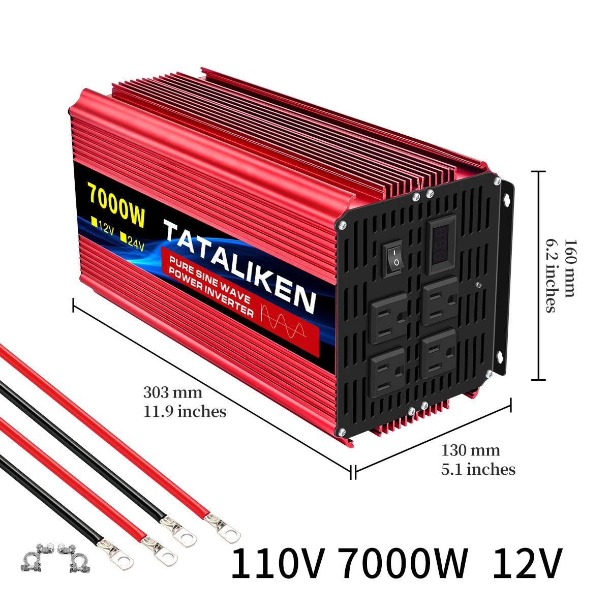 1600w-4500W 12V/24V to AC 110V 60Hz Pure Sine Wave Inverter Car Power Transformer  Voltage Portable  Converter with LED Display