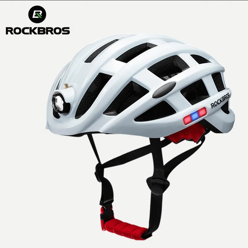 ROCKBROS Bike Headlamp Cycling Helmet Ultralight USB Charging Bicycle Light Helmet Sports Safety MTB Bike Cap For Men Women