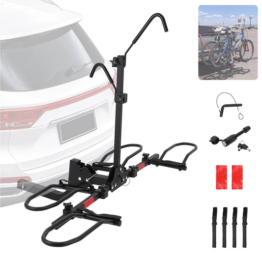 Bike Rack Tow Hitch Mount 2 Bike Heavy Duty Car Bicycle Racks for Trailer Hitch Car SUV Truck E Bike Rack with Straps