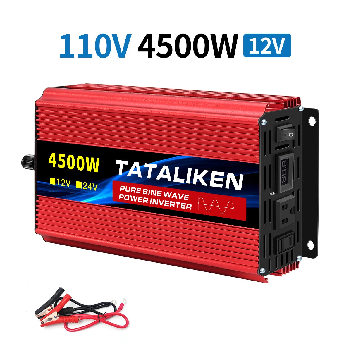 1600w-4500W 12V/24V to AC 110V 60Hz Pure Sine Wave Inverter Car Power Transformer  Voltage Portable  Converter with LED Display