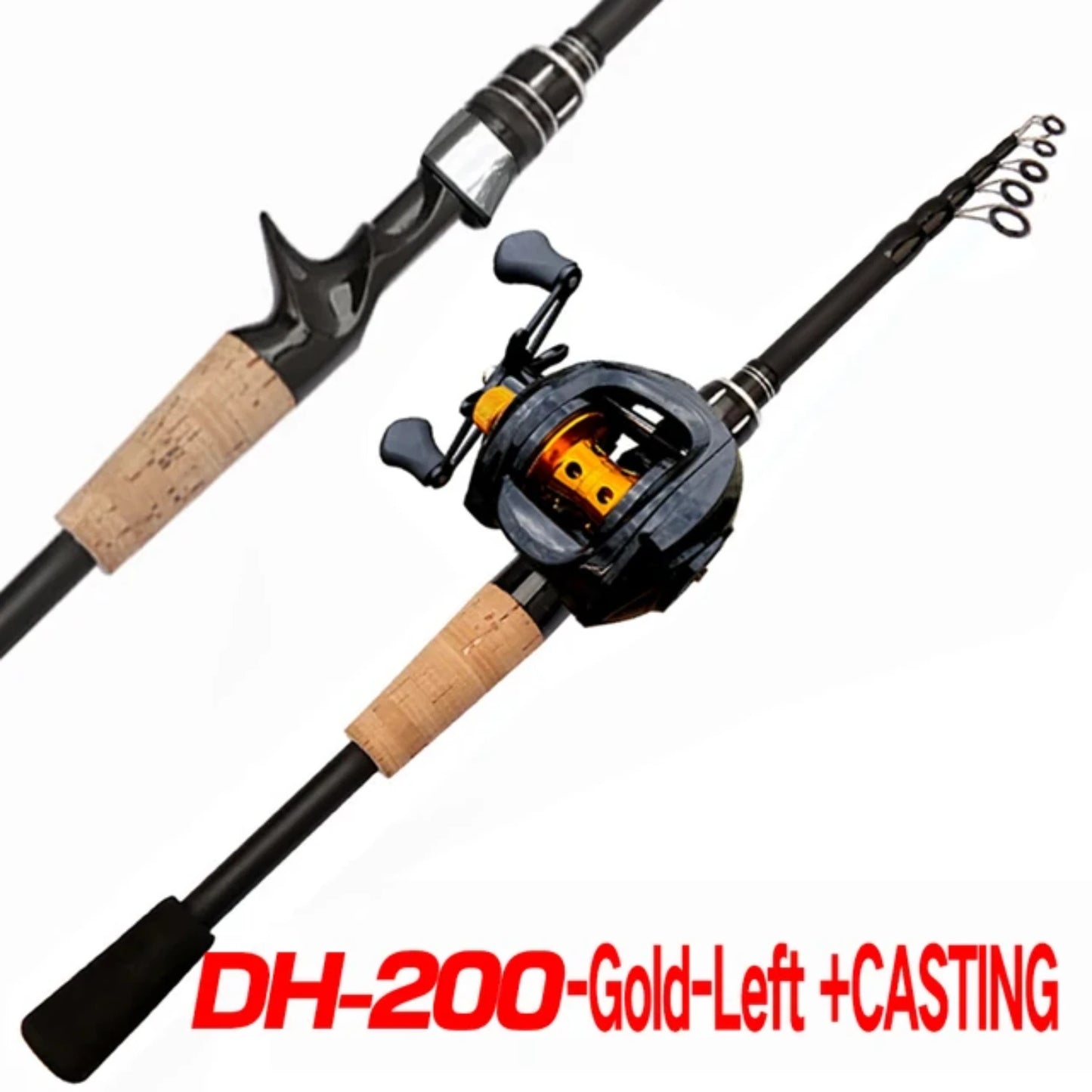 8-25g Lure Weight Baitcast Fishing Rod and Reel Combo Set 1.8-2.4m Telescopic Rods and Metal Spool Fishing Reels  Bass Pesca