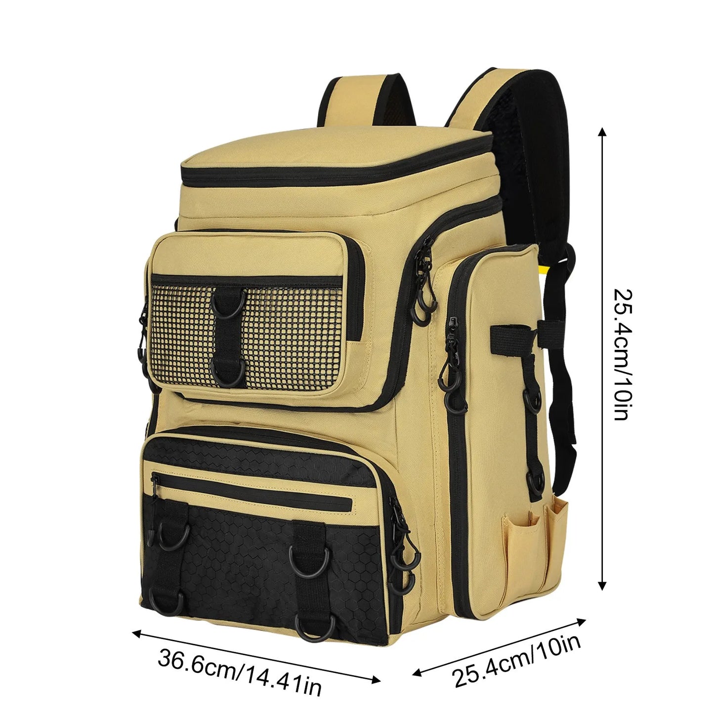 42L Large Fishing Backpack With Fishing Rod Rack & Tackle Box,  With Multiple Pockets