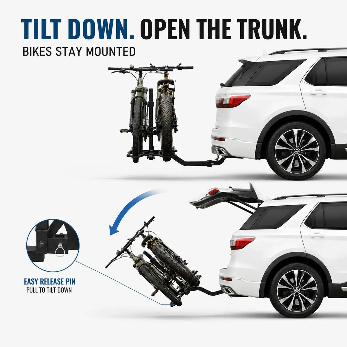 2 Bike Hitch Mount Bike Rack Easy to Install Bicycle Carrier for SUV Car Truck 176 LBS  2" Receiver Heavy-Duty Steel Mountain Road Bike Holder for SUVs and trucks
