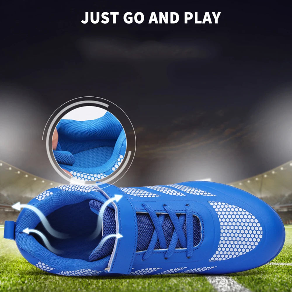 Size 28 29 Children Hook Loop Soccer Shoes  Artificial Grass Outdoor Competition Football Shoes