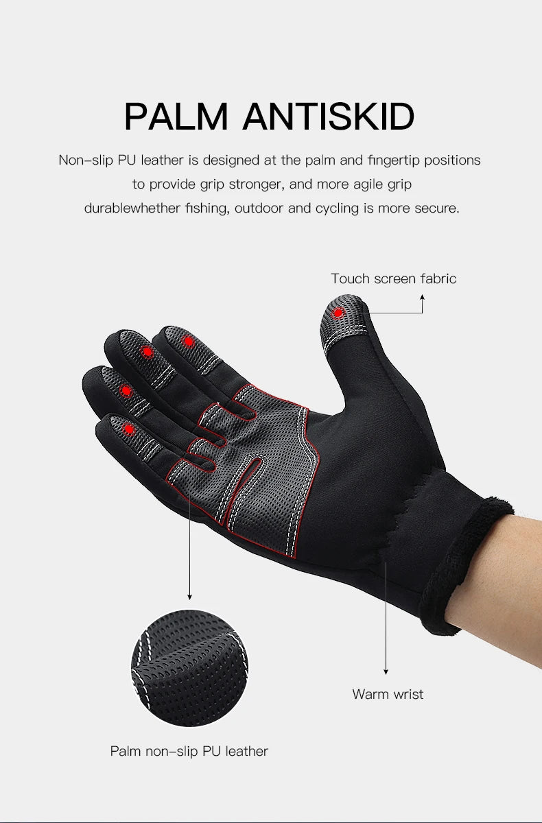 Zipper Winter Gloves for Men Women, Thermal Touchscreen Gloves Waterproof Windproof for Cycling, Skiing, Running & Cold Weather