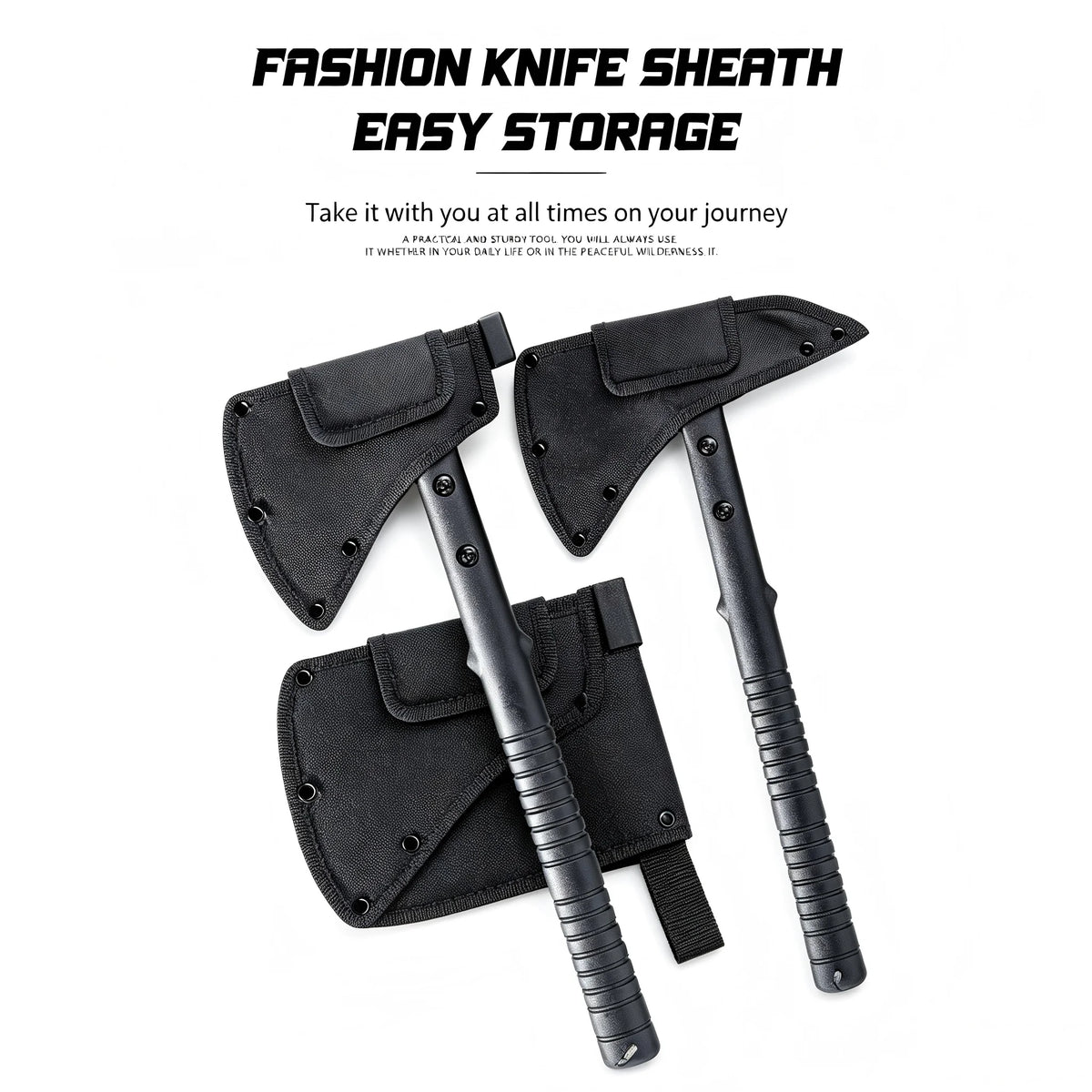 Multifunctional Camping Hatchet Non Slip Grooved Handle Portable Hand Axe With Protective Nylon Sheath Lightweight Outdoor Cutting Tool For Camping Firewood Cutting Hiking Backpacking Hobby Collection Gift