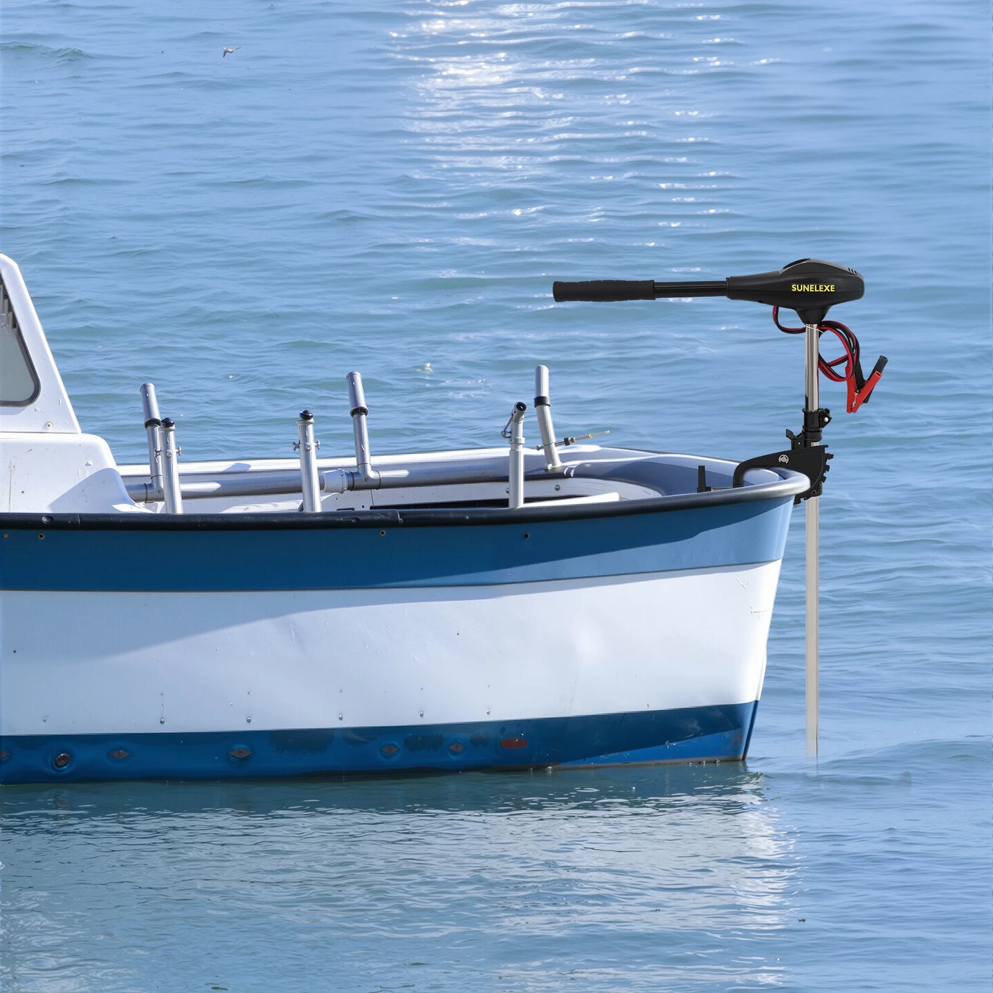 Powerful 40lb Thrust Electric Trolling Motor, 5 Forward Speeds, Adjustable & Durable for Fishing & Inflatable Boats