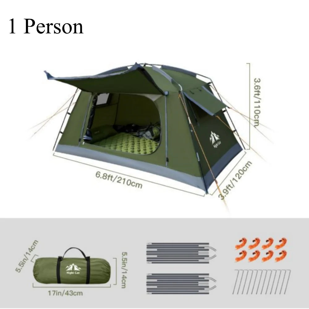 Night Cat Backpacking Tent for Camping: Portable 1-2 Person Waterproof Tent Quick Setup and Compact for Outdoor Festivals