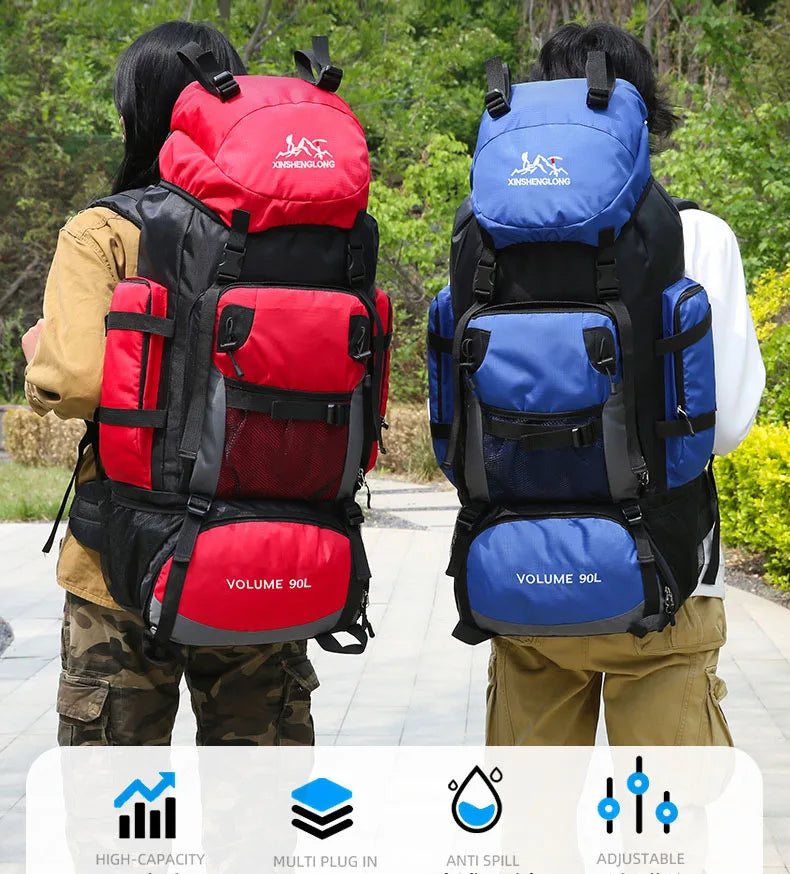 Oulylan 90-liter Camping Extra Large Large Capacity Traveling Luggage Bag with Water Splashing Prevention Backpack