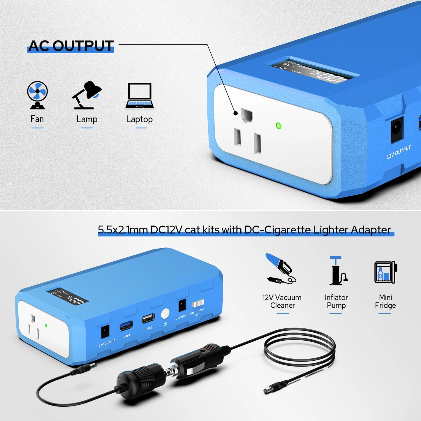 Portable Power Bank Battery Charger with AC DC Outlet 88.8Wh 65W Outdoor