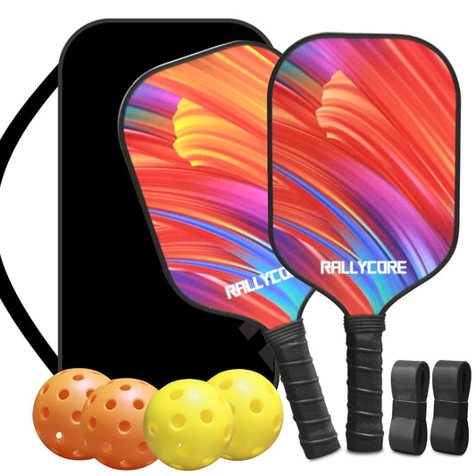 Pickleball Paddles Set of 2, Fiberglass Surface for Enhanced Power & Control, Includes 2 Paddles, 4 Balls and Pickleball Bag, Be