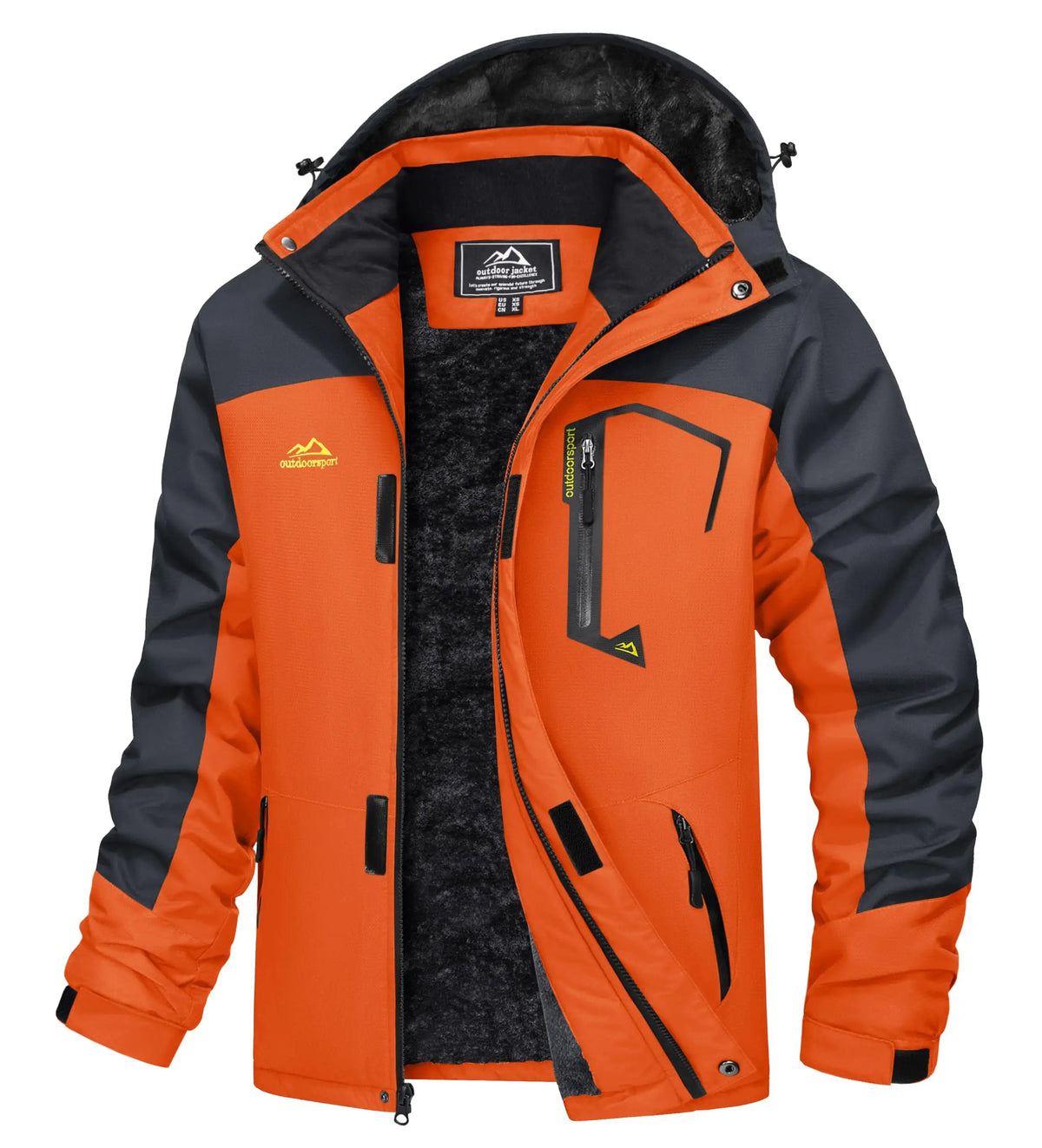 Men's Water-Resistant Ski Jacket Winter Fleece Lined Snow Coat Warm Windproof Outdoor Jacket