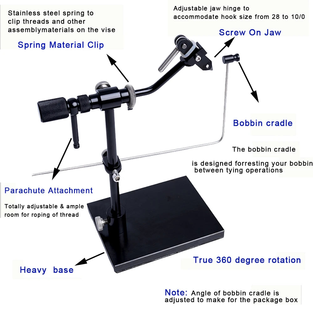 Rotary Fly Tying Vise with Travel Case Fly Tying Vice Kit