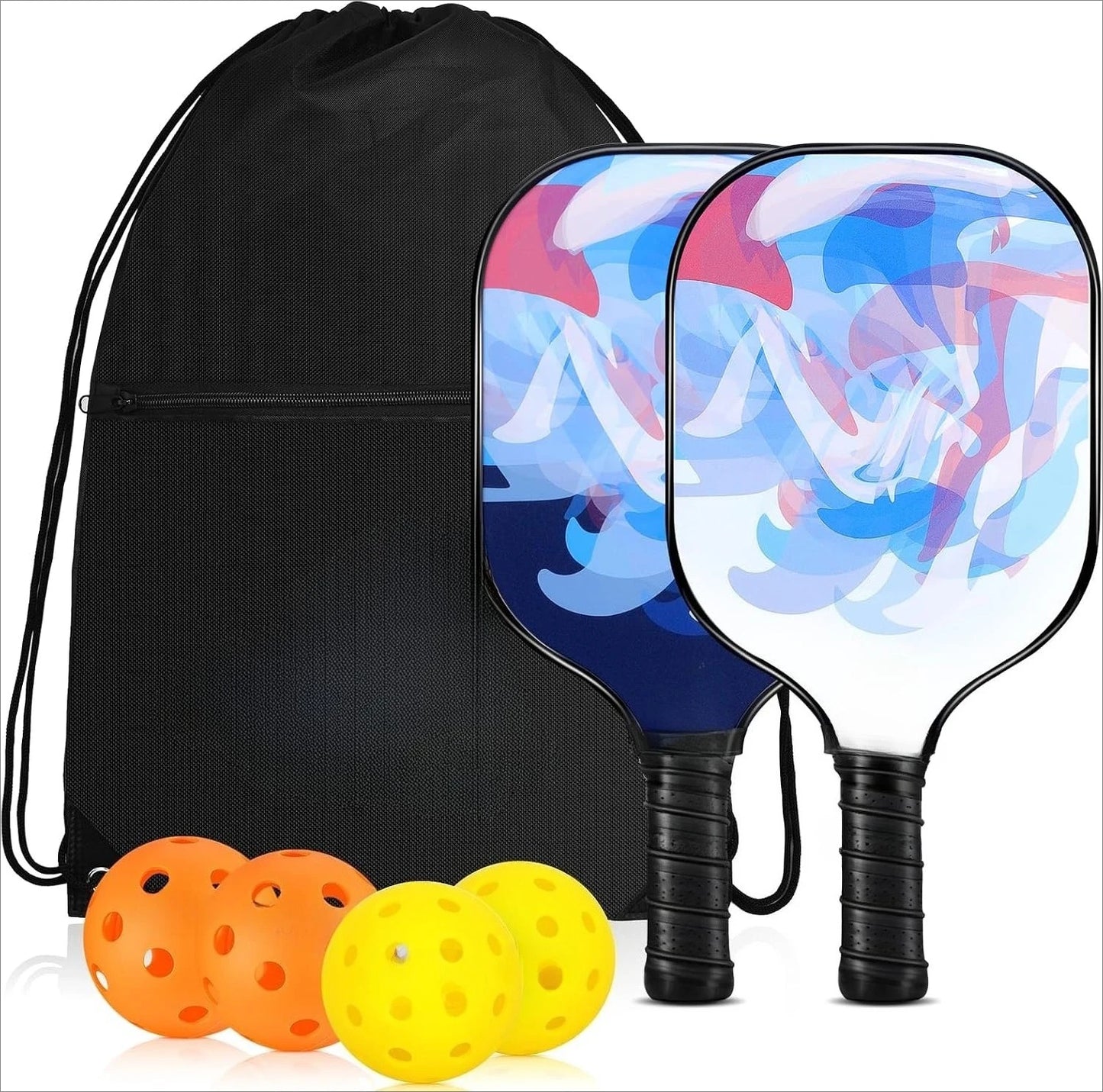 2 Pack 4 Pack USAPA Approved Fiberglass Pickleball Paddles Set With Polypropylene Honeycomb Core Lightweight Rackets Equipped With Pickleball Balls And Storage Carry Bag For Beginners Men Women Indoor Outdoor Court Training R