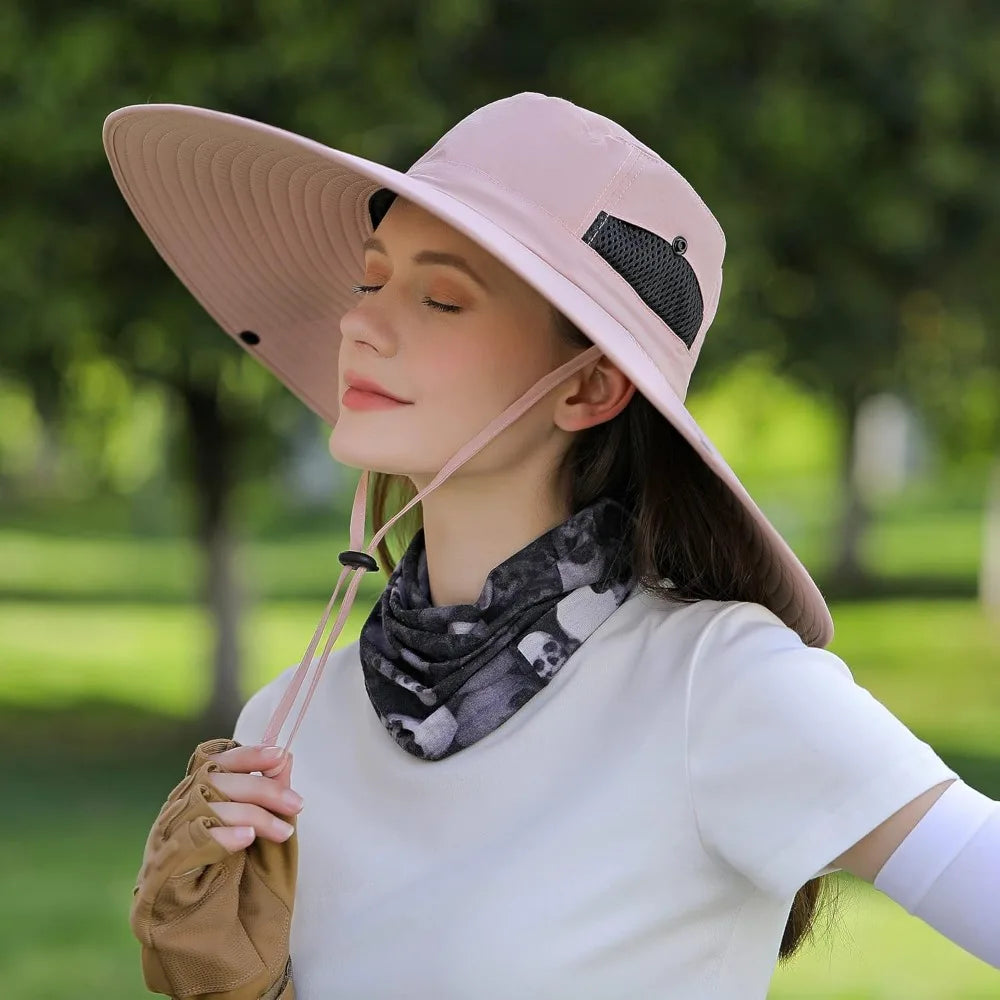 Wide Brim Sun Hat for Women UV Protection Ventilated Summer Hats for Fishing Hiking Garden Beach