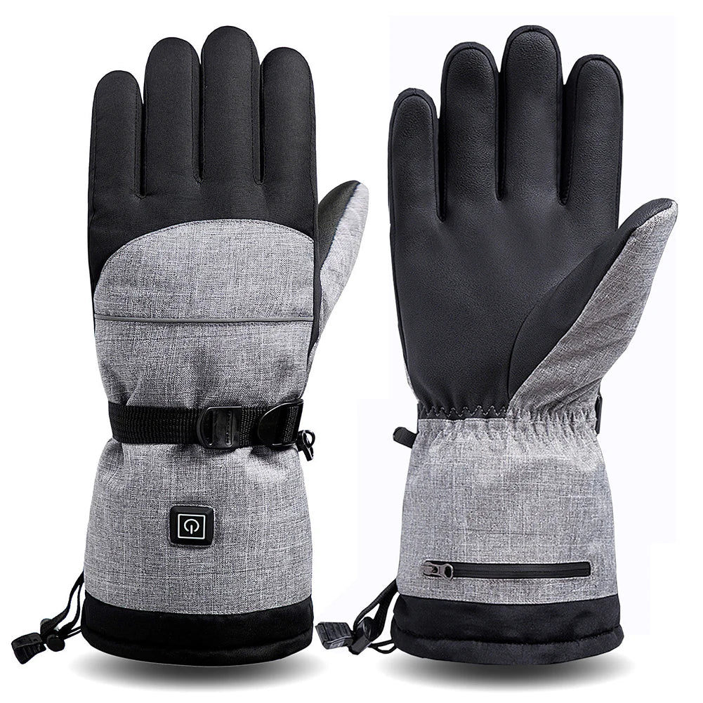 1Pair Heated Gloves Thermal Electric Hand Warmer 5000mAh Battery Waterproof Anti-Slip for Outdoor Climbing Hiking Skiing Cycling