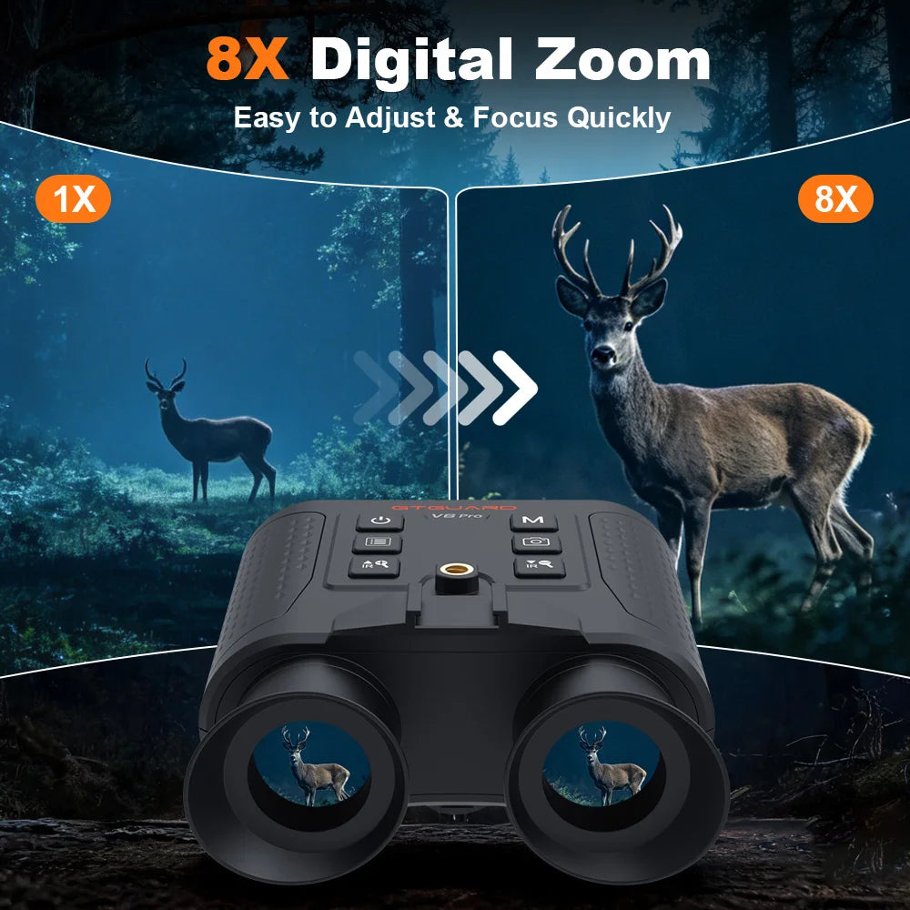 Night Vision Binocular 4K 8X Digital Zoom Nightvision Goggles Head Mounted IR Digital Telescope Built-in Diastimeter For Hunting
