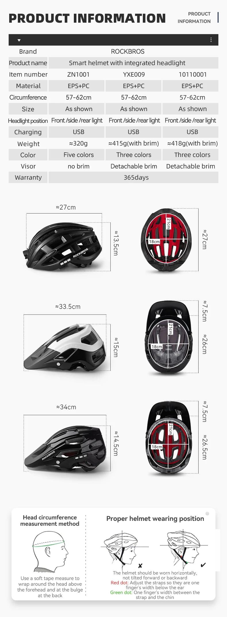 ROCKBROS Bike Headlamp Cycling Helmet Ultralight USB Charging Bicycle Light Helmet Sports Safety MTB Bike Cap For Men Women