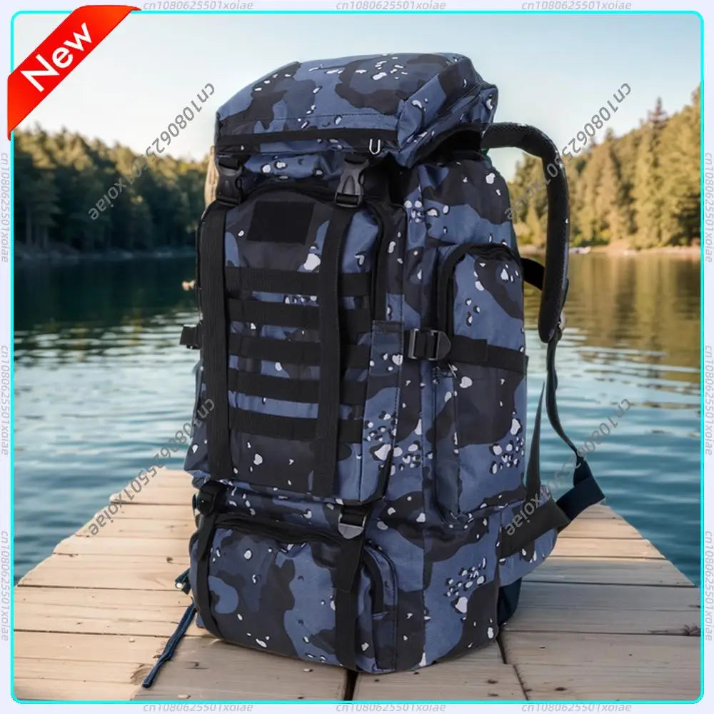 80L Mountaineering Backpack 600D Oxford Cloth Trekking Backpack Multiple Pockets