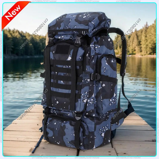 80L Mountaineering Backpack 600D Oxford Cloth Trekking Backpack Multiple Pockets